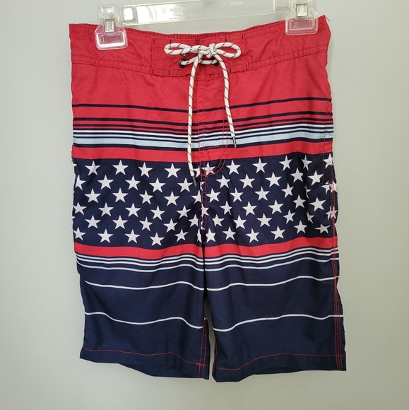 Goodfellow & Co Men's Size Small Swim Trunks Shorts Stars Red Blue - Picture 1 of 6